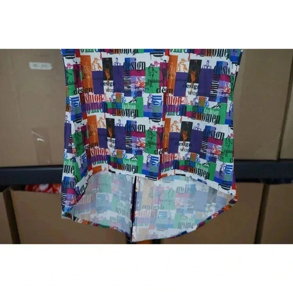 Vintage Women's Sleeveless Top Cropped Abstract 90s S #428 - Picture 4 of 7